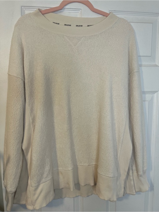 aerie Tops - #381 Aerie Sunday Soft Crew Sweater Cream Oversized Pullover Size Small M/L EUC